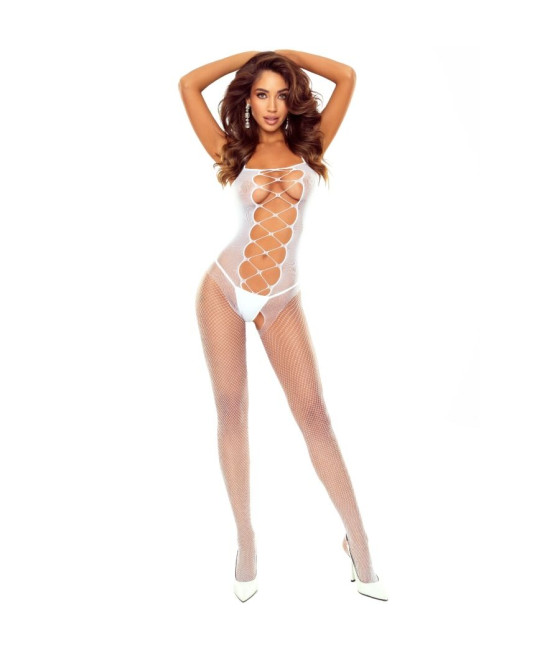 PASSION - BS124 BODYSTOCKING BIANCO CON PIZZI