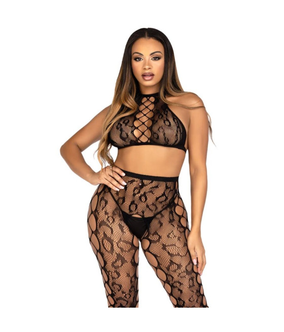 LEG AVENUE - 89372 CROP TOP E COLLANT SENZA CAVALLO NERO - TAGLIA UNICA