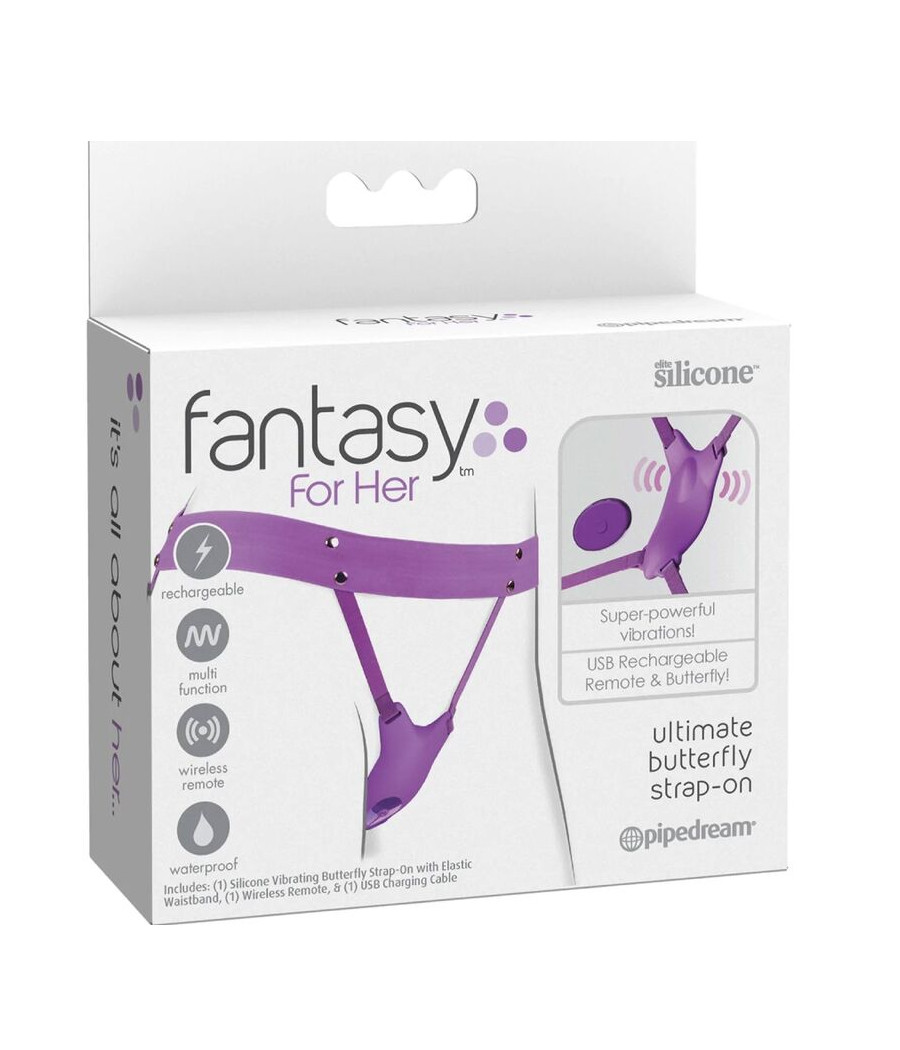 FANTASY FOR HER - PETTORINA CON FARFALLA VIBRANTE, RICARICABILE E TELECOMANDO VIOLA