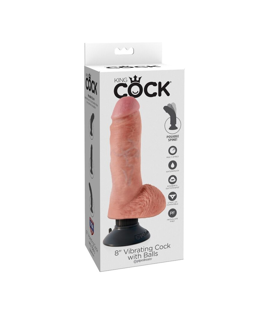 KING COCK - DILDO VIBRANTE COM TESTÍCULOS 20.3 CM NATURAL