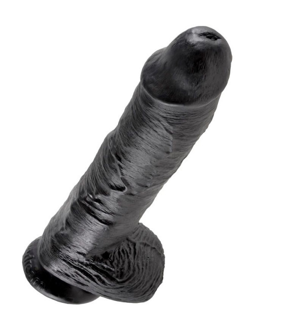 KING COCK - DILDO SCHWARZ MIT EIER 25.4 CM
