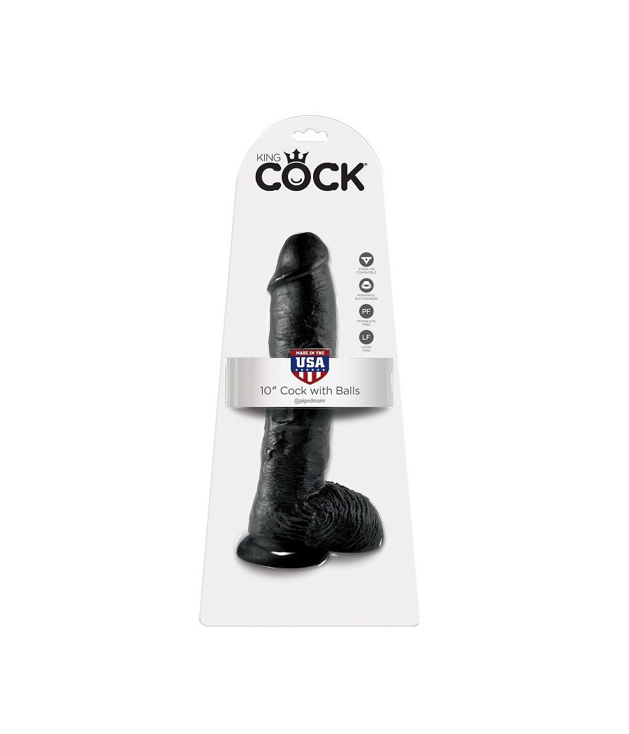 KING COCK - DILDO NERO CON SFERE 25.4 CM