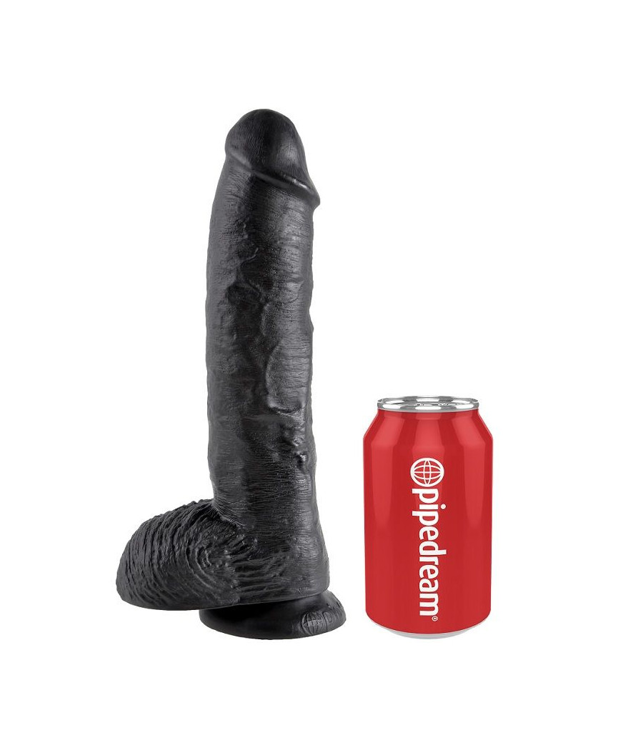 KING COCK - DILDO SCHWARZ MIT EIER 25.4 CM