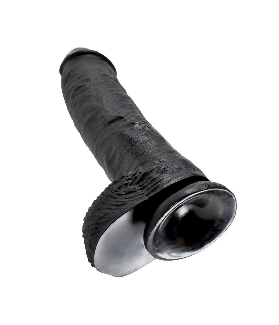 KING COCK - DILDO BLACK WITH BALLS 25.4 CM