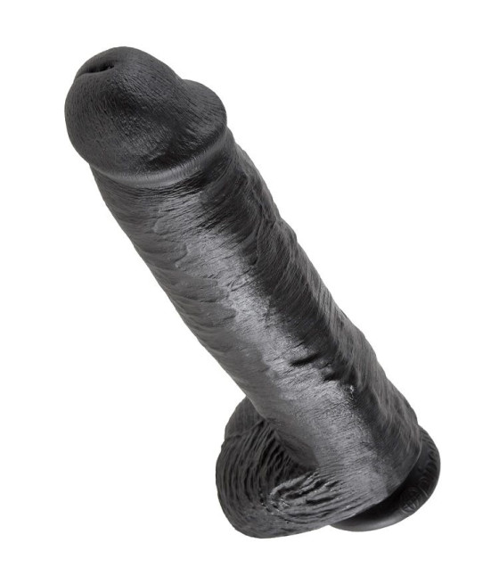 KING COCK - DILDO BLACK WITH BALLS 28 CM