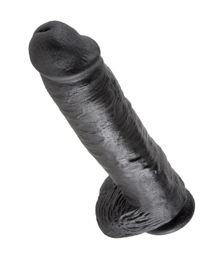 KING COCK - DILDO SCHWARZ MIT EIER 28 CM