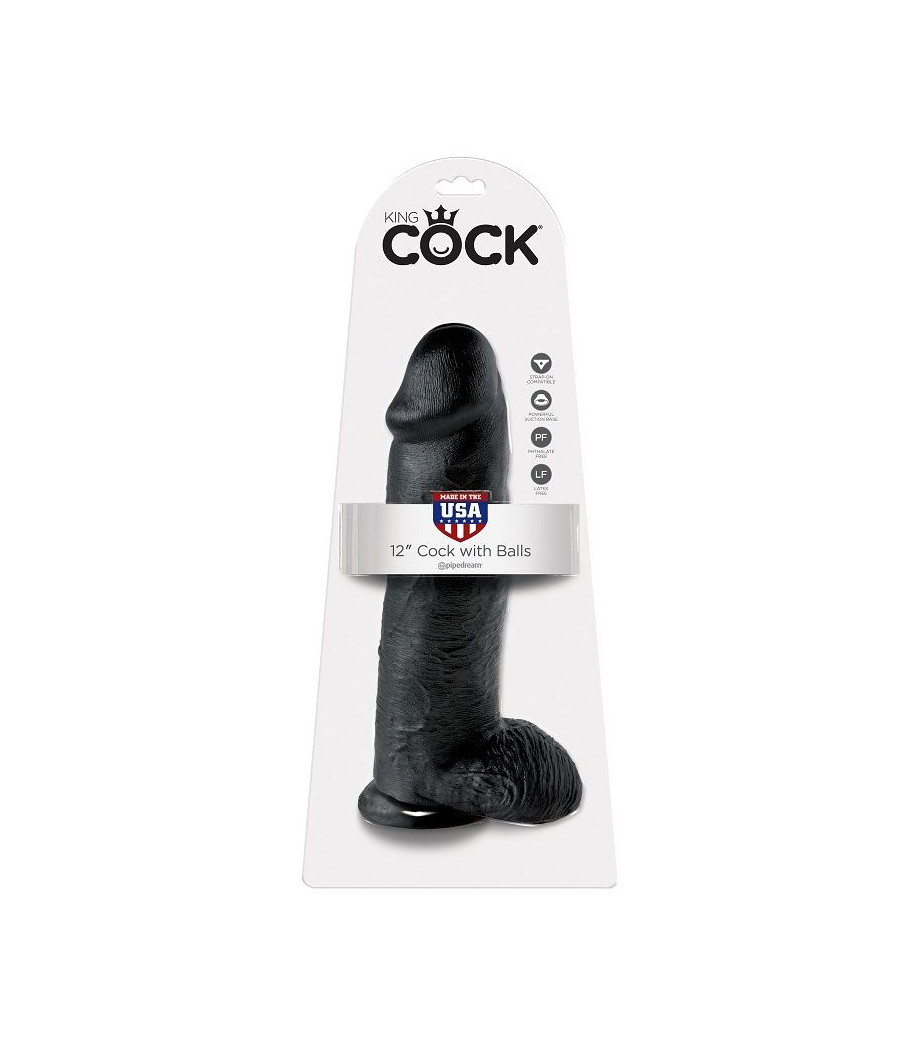KING COCK - GODE NOIR AVEC BOULES 30.48 CM