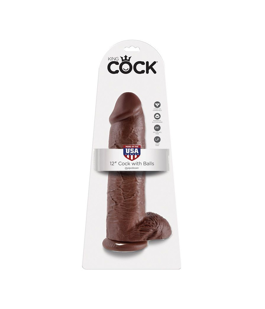 KING COCK - DILDO BRAUN MIT EIER 30.48 CM