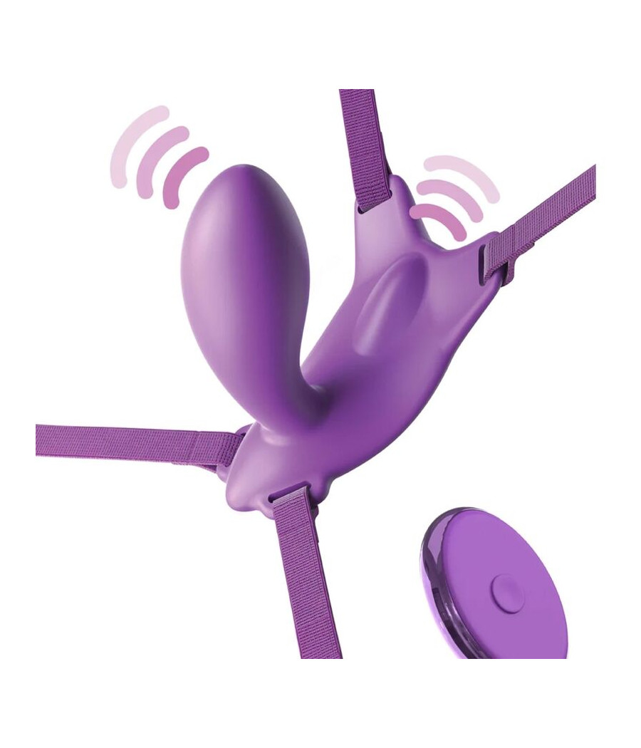 FANTASY FOR HER - G-SPOT-SCHMETTERLINGSGESCHIRR MIT VIBRATOR, WIEDERAUFLADBAR UND VIOLETTER FERNBEDIENUNG