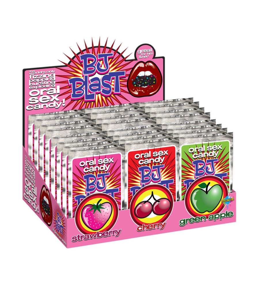 PIPEDREAM - BJ BLAST FRAGOLA / CILIEGIA E MELA VERDE - ESPOSITORE - 36 PEZZI