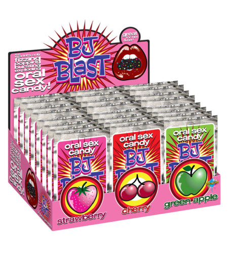 PIPEDREAM - BJ BLAST FRAISE / CERISE ET POMME VERTE - PRÉSENTOIR - 36 PIÈCES