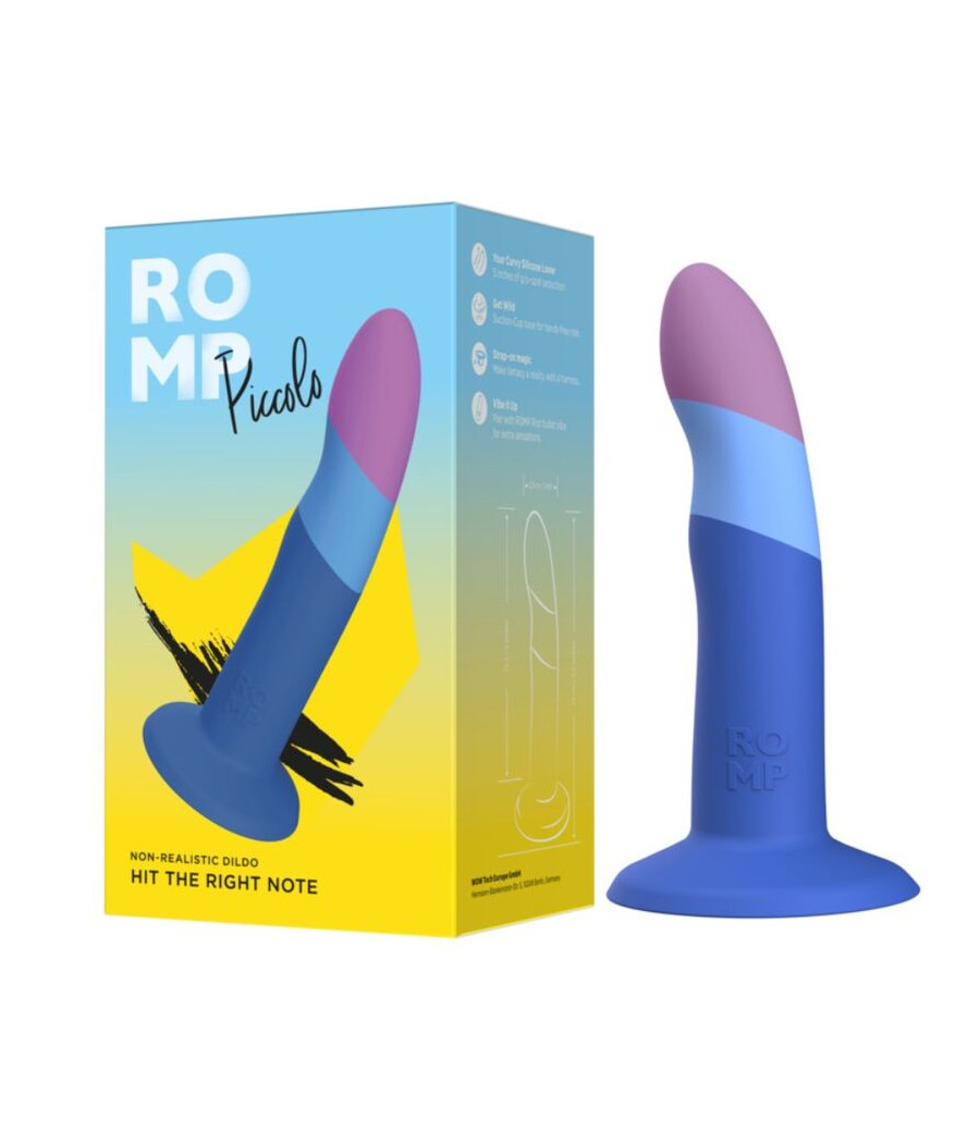 ROMP - PICCOLO SILICONE DILDO WITH TRICOLOR SUCTION CUP 14 CM