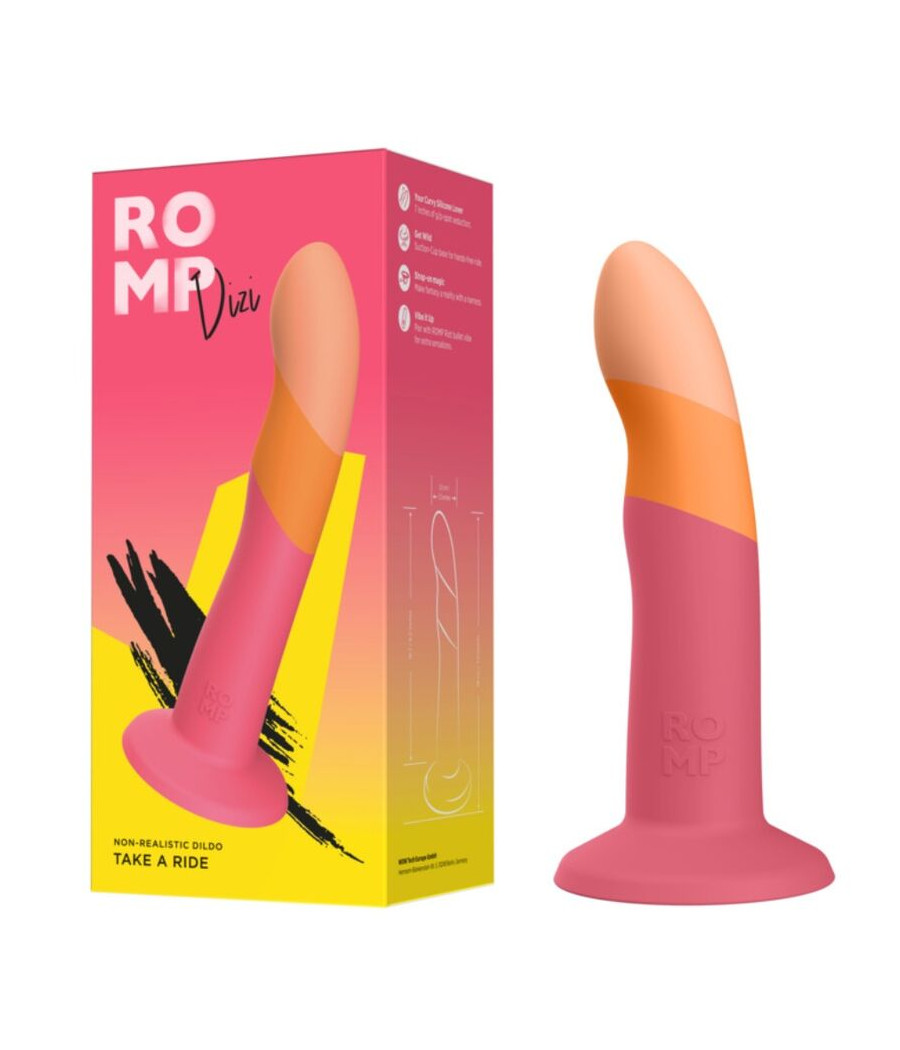ROMP - DIZI DILDO IN SILICONE CON VENTOSA TRICOLORE 18 CM