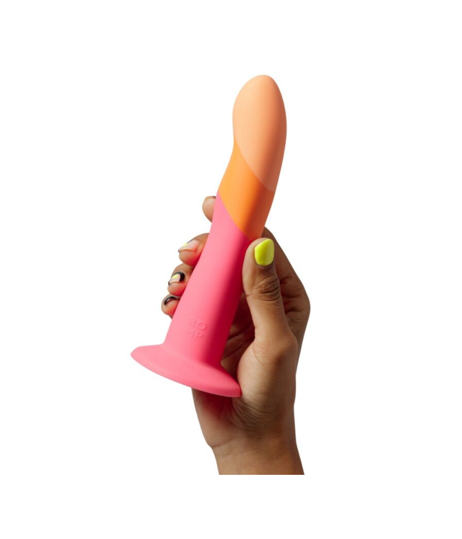 ROMP - DIZI Silikon-Dildo mit Saugnapf, dreifarbig, 18 cm