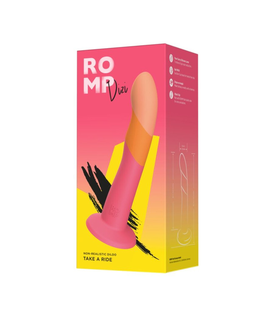 ROMP - DIZI DILDO SILICONA CON VENTOSA TRICOLOR 18 CM