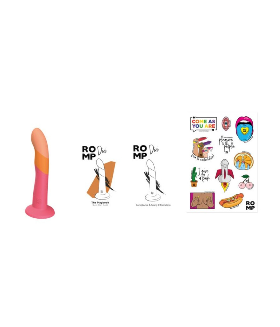 ROMP - DIZI DILDO DE SILICONE COM VENTOSA TRICOLOR 18 CM