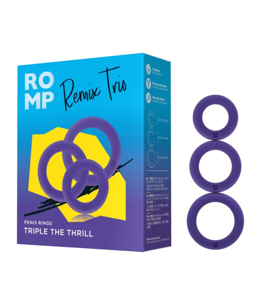 ROMP - REMIX TRIO SET MIT 3 LILA SILIKON-PENISRINGEN