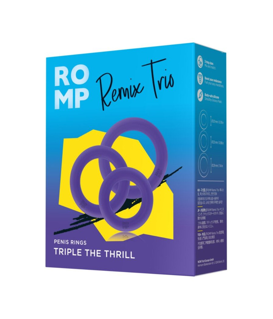 ROMP - REMIX TRIO SET DI 3 ANELLI PER PENE IN SILICONE VIOLA