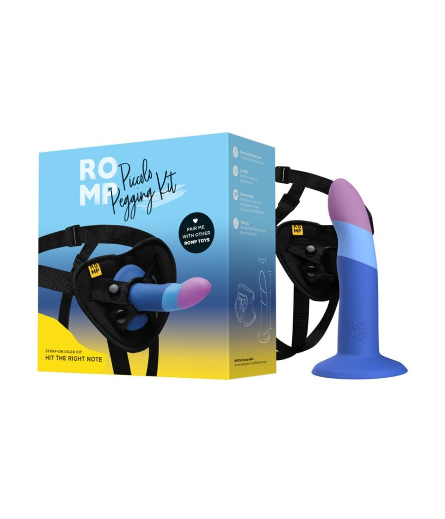 ROMP - PICCOLO DILDO DE SILICONE COM VENTOSA TRICOLORIDA 14 CM