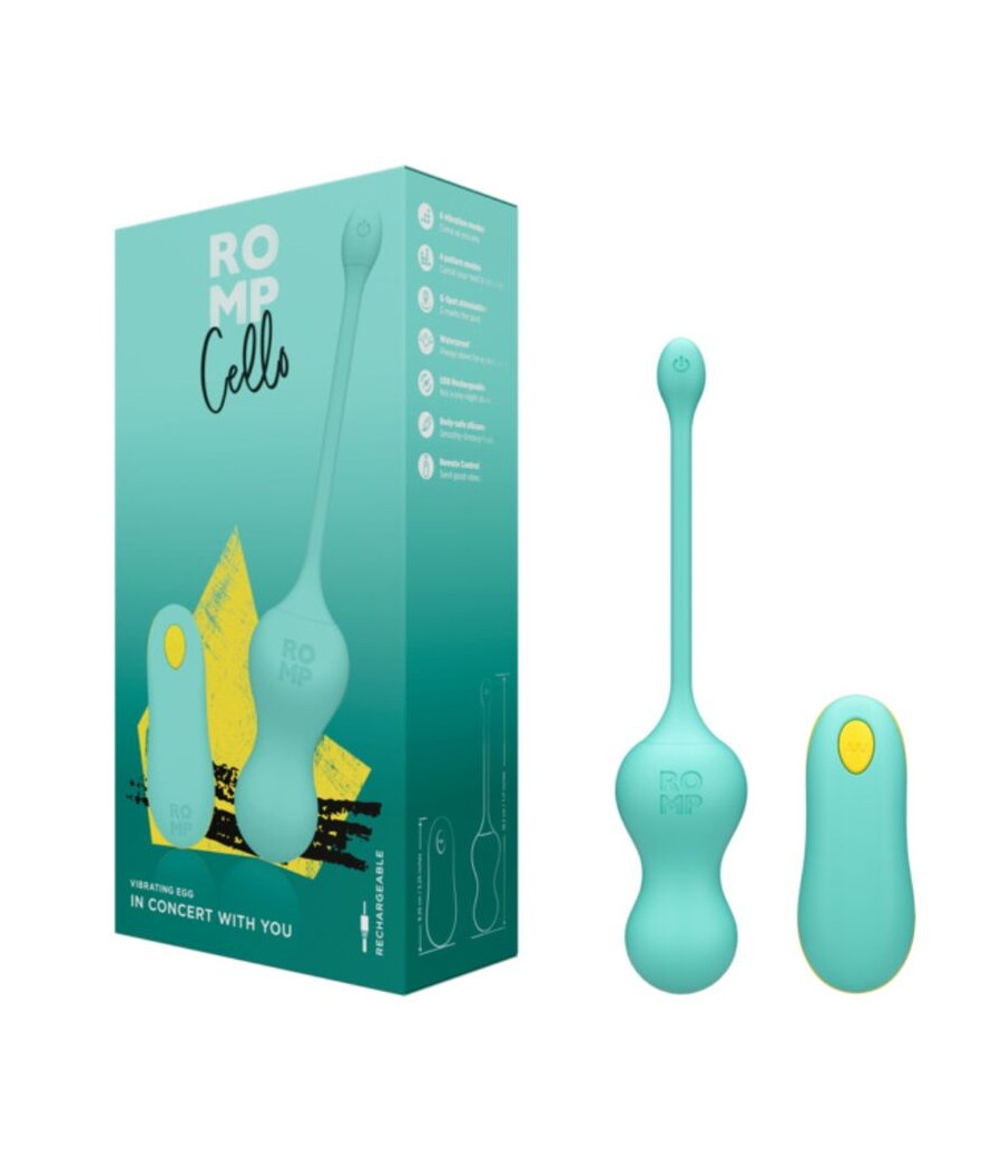 ROMP - CELLO OVO VIBRATÓRIO MULTIFUNCIONAL TURQUESA COM CONTROLE REMOTO