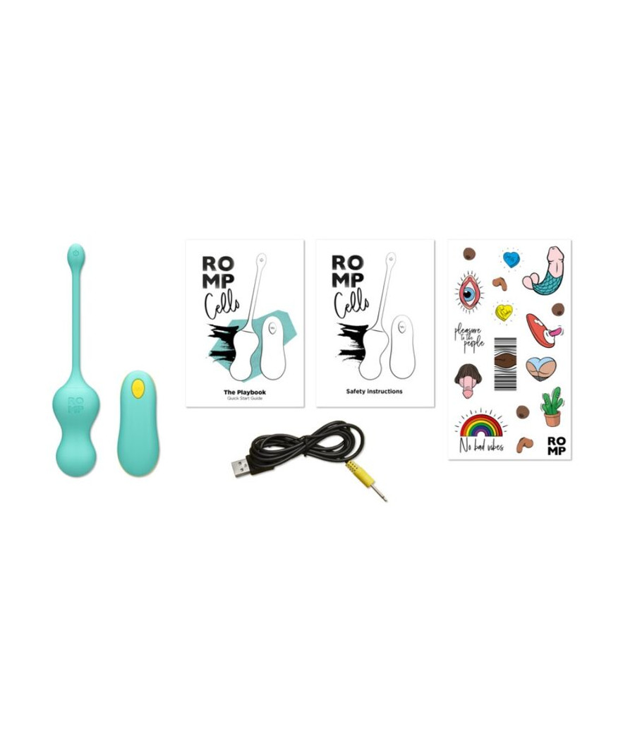 ROMP - CELLO HUEVO VIBRADOR MULTIFUNCIÓN TURQUESA CONTROL REMOTO