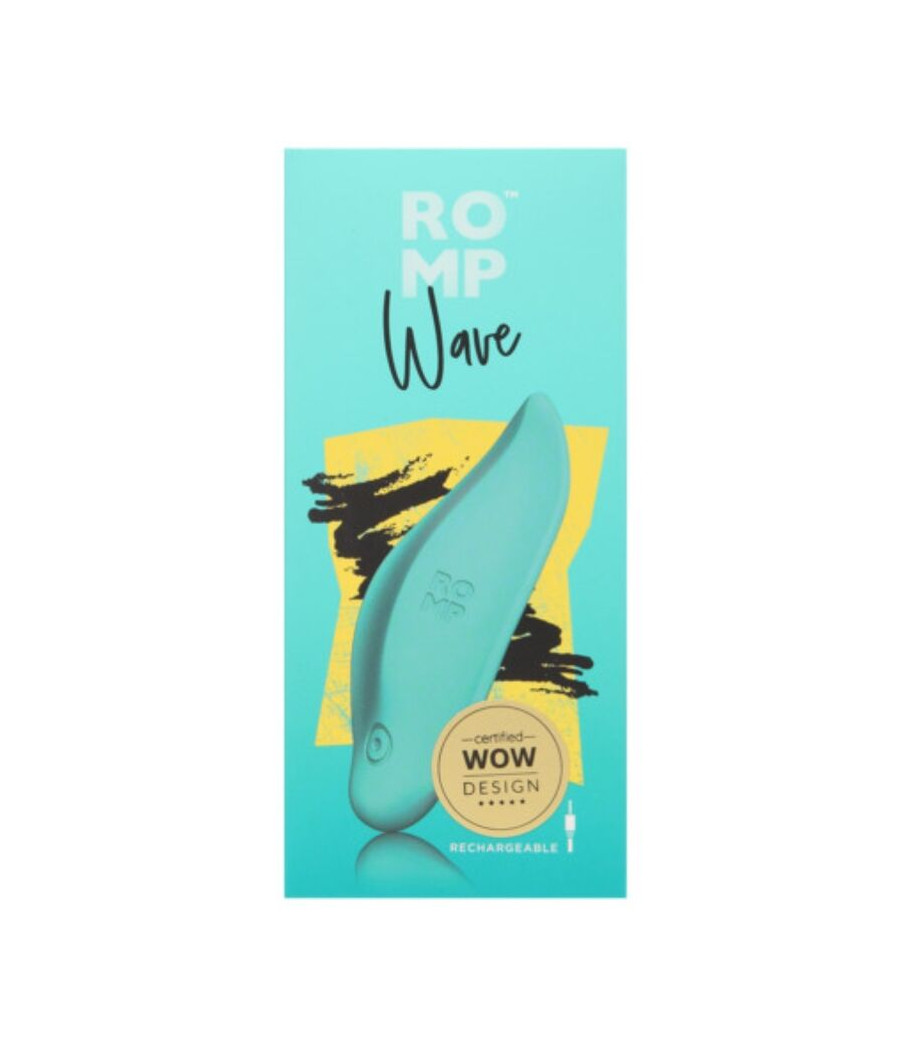 ROMP - VIBRATEUR WAVE STIMULATEUR CLITORIAL FORME ERGONOMIQUE VERT D'EAU