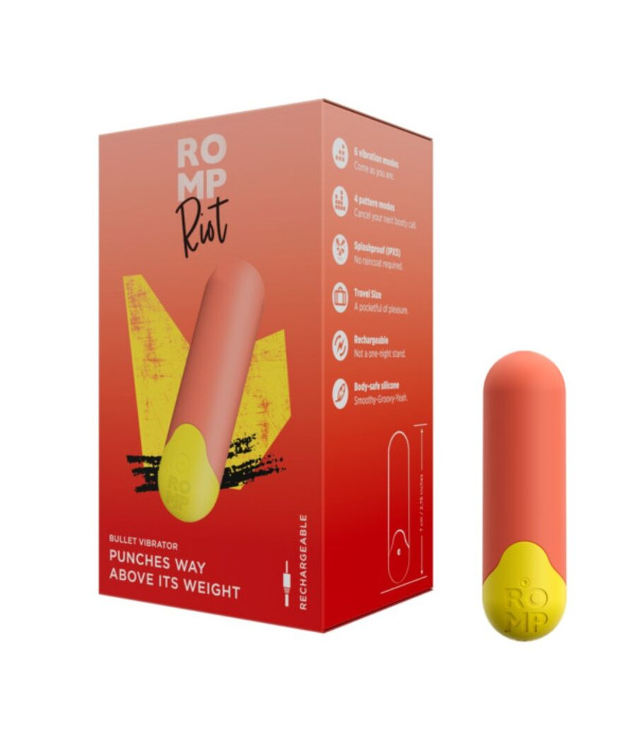 ROMP - RIOT BALA VIBRADORA MULTIFUNCIÓN NARANJA + AMARILLA