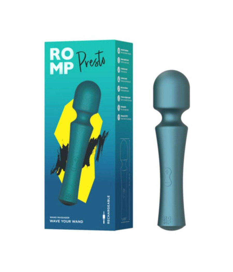 ROMP - PRESTO MINI WAND VIBRATOR COM CABEÇA FLEXÍVEL VERDE