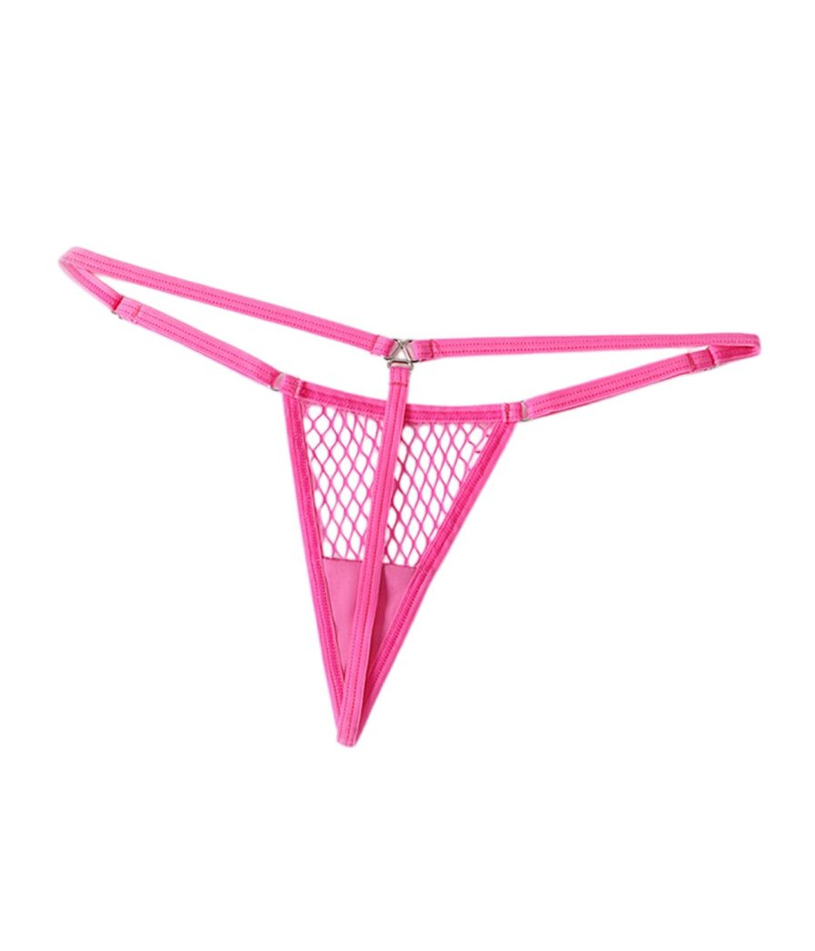 CHILIROSE - CR 4856 MICRO TANGA REJILLA ROSA NEÓN S/M