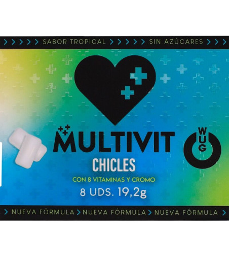 WUG MULTIVIT - MULTIVITAMINICO FUNZIONALE AL GUSTO TROPICALE, BLISTER DI GOMME DA MASTICARE, 8 PEZZI