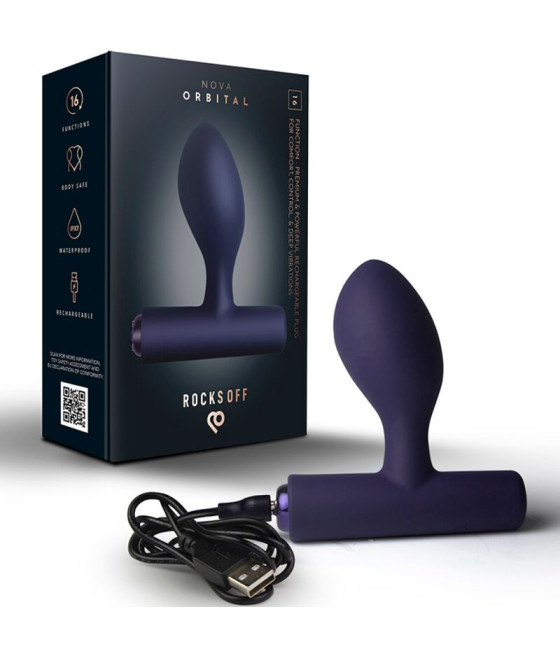 ROCKS-OFF - NOVA ORBITAL RECHARGEABLE PREMIUM & POWERFUL ANAL PLUG 16 FUNCTION BLUE