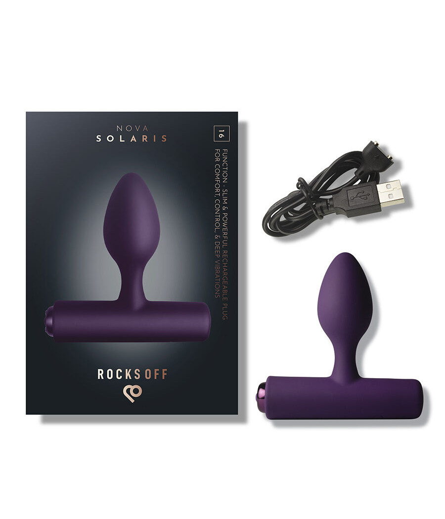 ROCKS-OFF - MINI BAGUETTE RECHARGEABLE 16 FONCTIONS ROSE PIVOINE