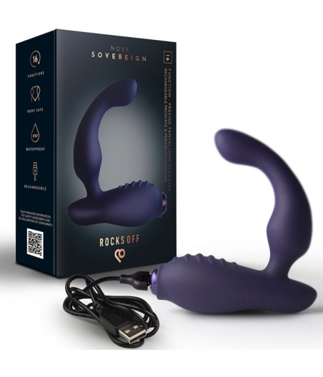 ROCKS-OFF - NOVA SOVEREIGN RECHARGEABLE PROSTATE & PERINEUM MASSAGER 16 FUNCTION BLUE