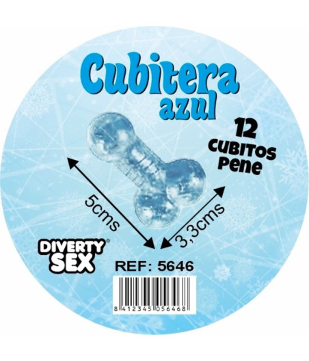 DIABLO PICANTE - 12 PÉNIS EN SILICONE DUR POUR SEAU À GLACES SUSPENDU BLEU