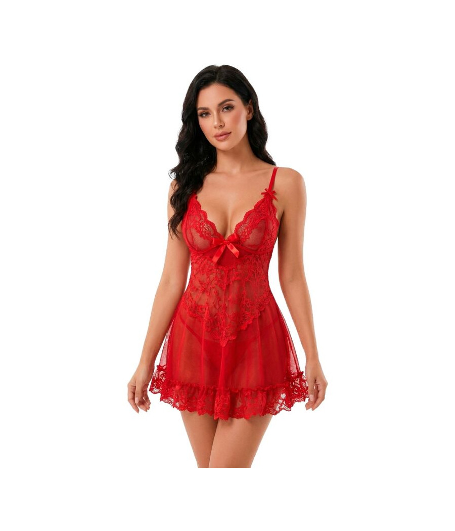 LIVCO CORSETTI FASHION - CONJUNTO NUIT CAMISETA + CALCINHA VERMELHA 2028 P/M