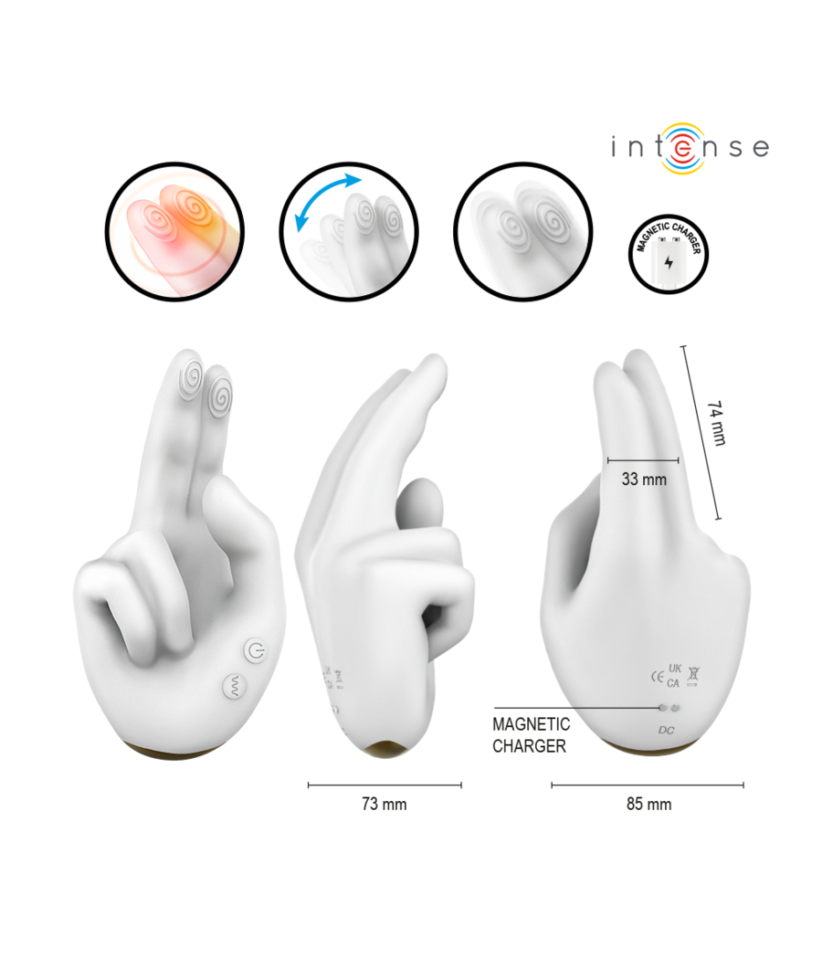 INTENSE - JIMMY STIMOLATORE MULTIFUNZIONE A FORMA DI MANO CON VIBRAZIONE E CALORE
