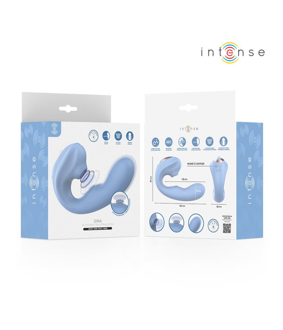 INTENSE - GINA - ESTIMULADOR CLITORIAL MULTIFUNCIONAL AZUL