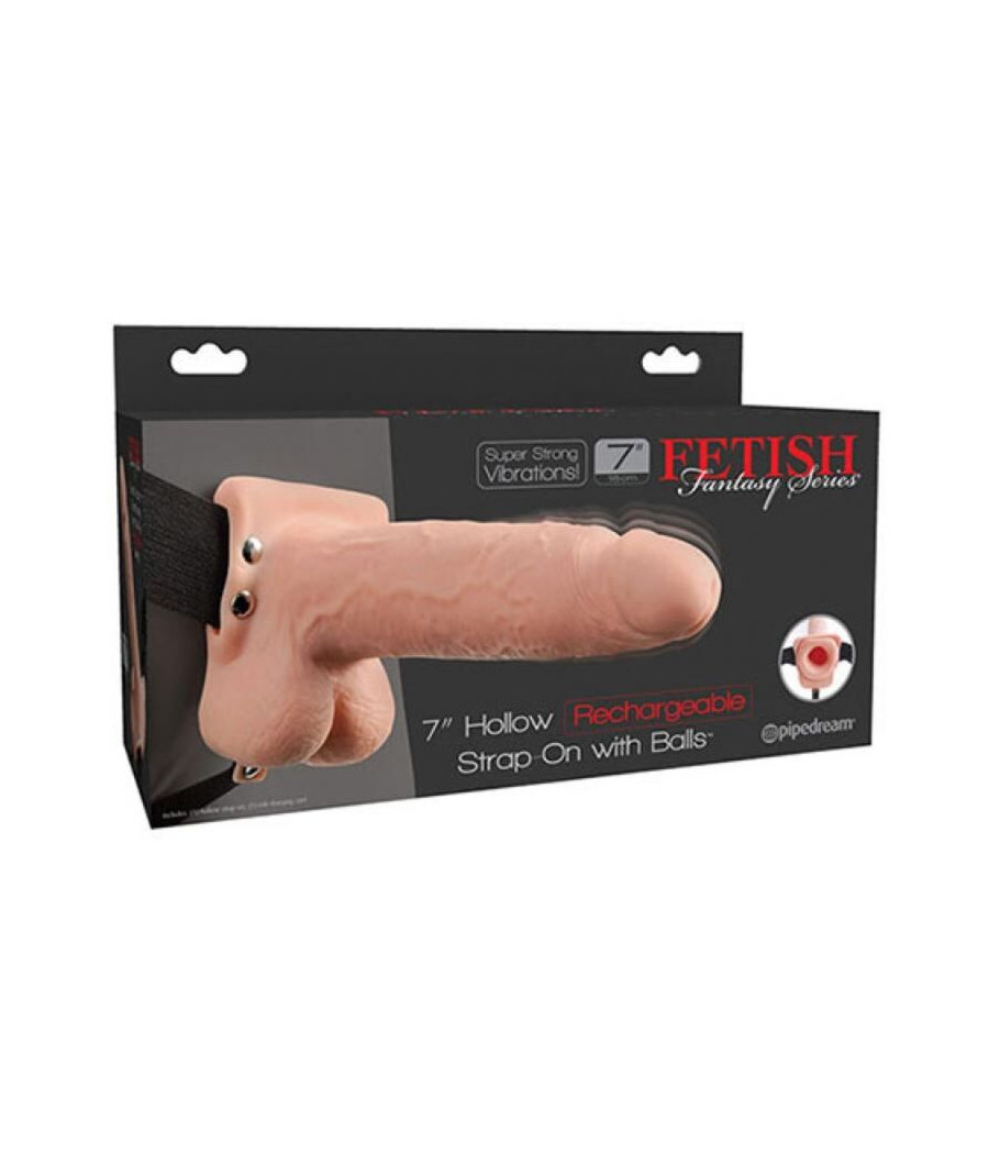 FETISH FANTASY SERIES - STRAP-ON VIBRANTE CAVO REALISTICO CON SFERE DA 17,8 CM