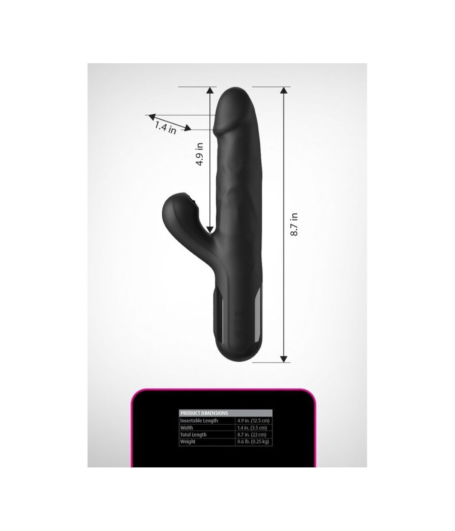 FETISH FANTASY SERIES - SONIX SILICONE THRUSTER RABBIT VIBRATOR BLACK