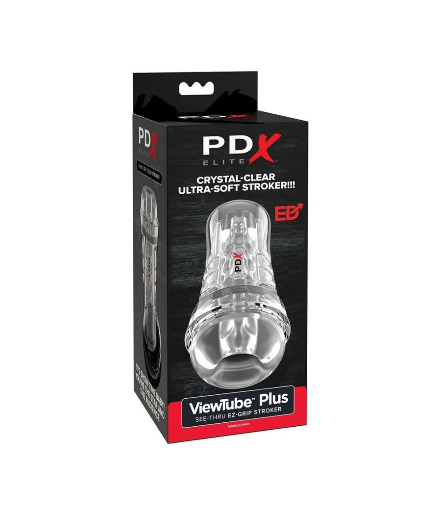 PDX ELITE - MASTURBADOR TRANSPARENTE VIEWTUBE PLUS SEE-THRU EZ-GRIP 21 CM