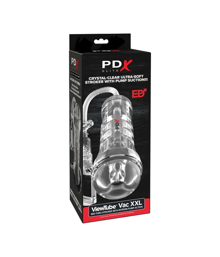 PDX ELITE - ASPIRATORE A TUBO DI VISTA XXL TRASPARENTE CON POMPA DI ASPIRAZIONE 27,3 CM