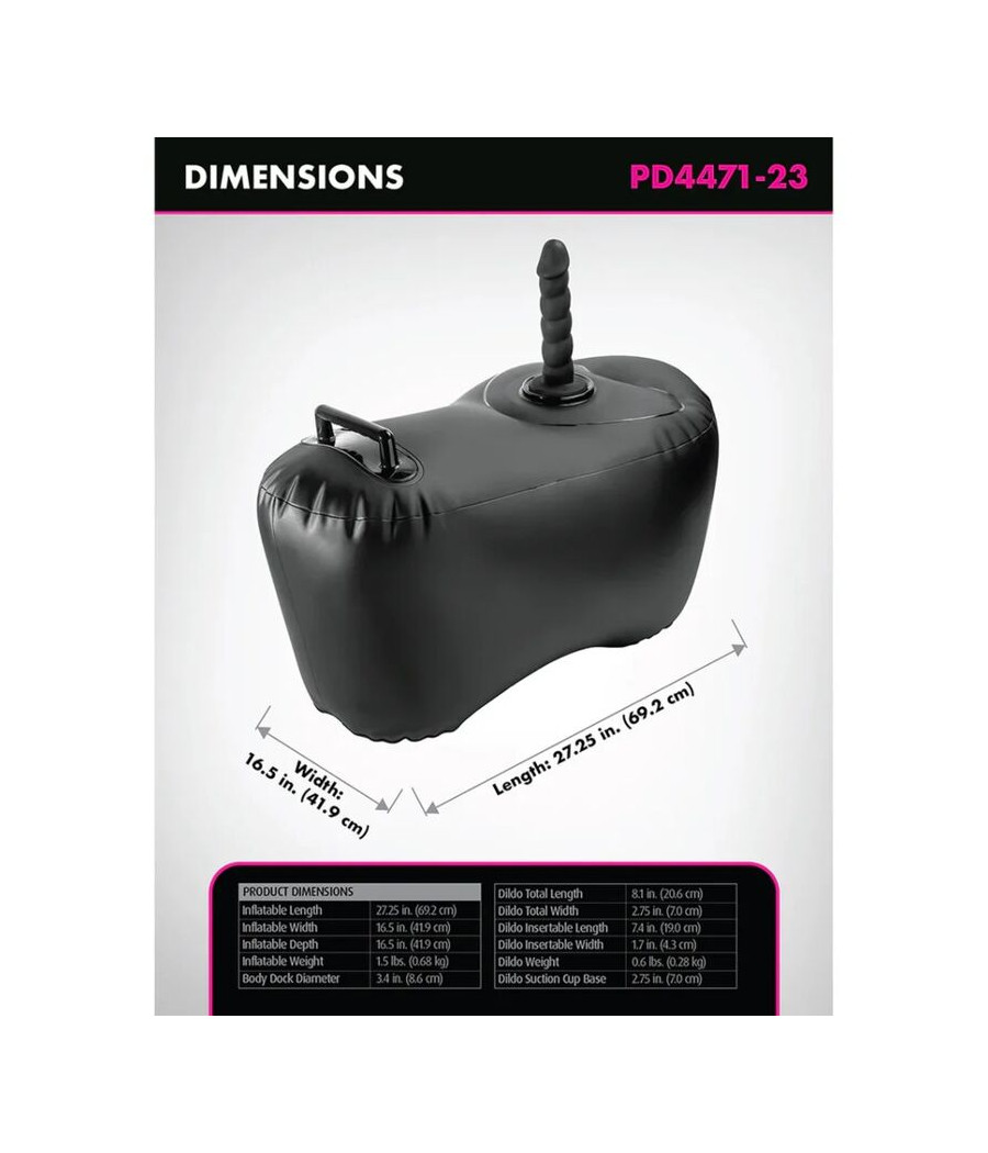 FETISH FANTASY SERIES - SOFÁ INFLÁVEL BODY DOCK COM DILDO 69,2 CM PRETO