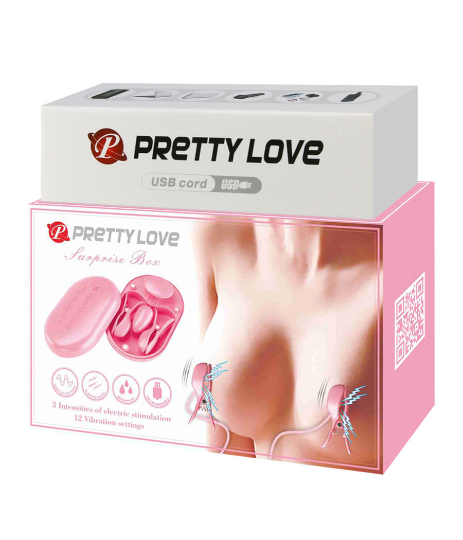 PRETTY LOVE - SCATOLA A SORPRESA PINZETTE PER ELETTROSTIMOLAZIONE ROSA