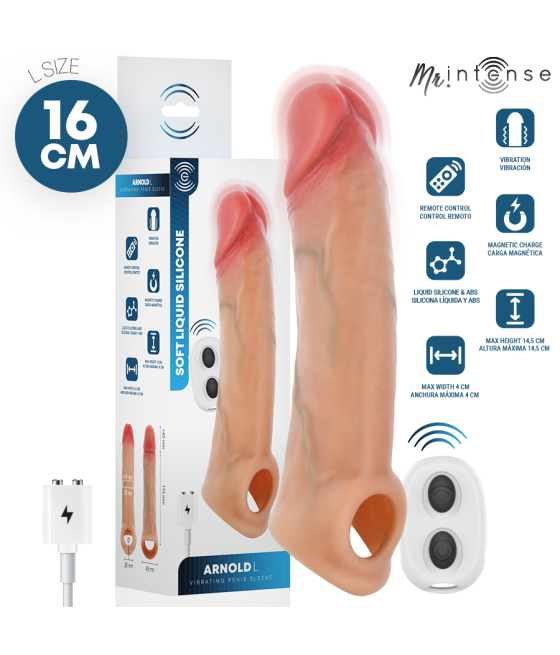MR INTENSE - ARNOLD L VIBRADOR FUNDA PENE SILICONA CONTROL REMOTO 16 CM -Ø- 4.5 CM