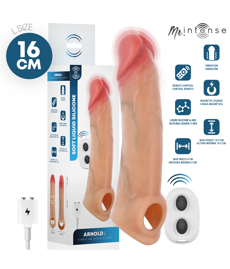 MR INTENSE - ARNOLD L GUAINA PER PENE VIBRANTE ULTRA-REALISTICA CON TELECOMANDO 16 CM -Ø- 4,5 CM