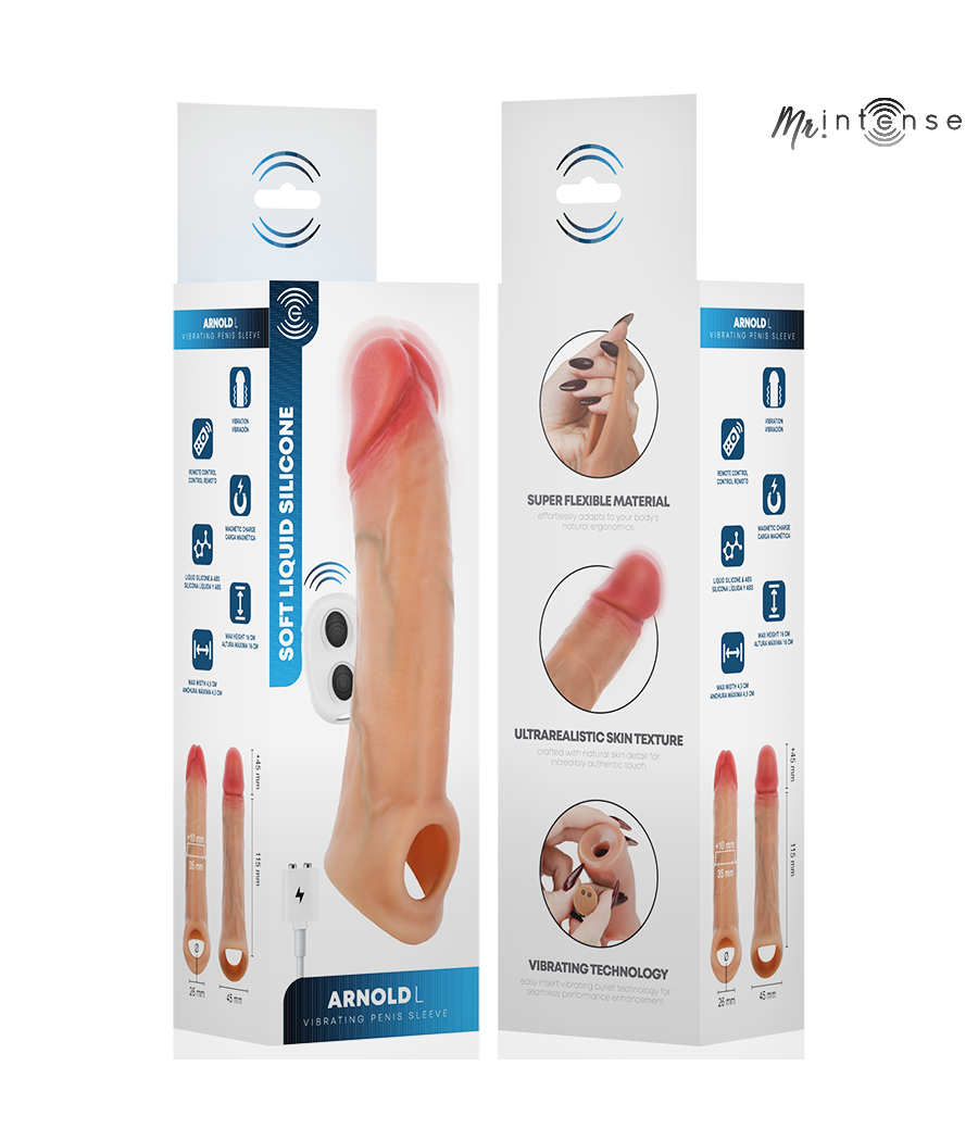 MR INTENSE - ARNOLD L ULTRA-REALISTISCHER VIBRIERENDER PENISSÄULE MIT FERNBEDIENUNG 16 CM -Ø- 4,5 CM