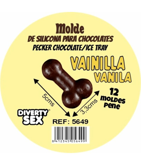 DIABLO PICANTE - FORMA DE CHOCOLATE COM 12 PÊNIS DE SILICONE PARA PENDURAR - BAUNILHA