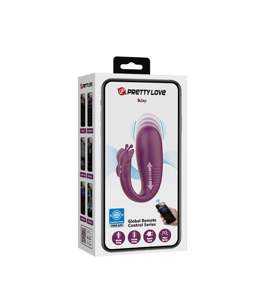 PRETTY LOVE - VIBRADOR DE OVO COM ACIONAMENTO POR APLICATIVO KLAY ROXO