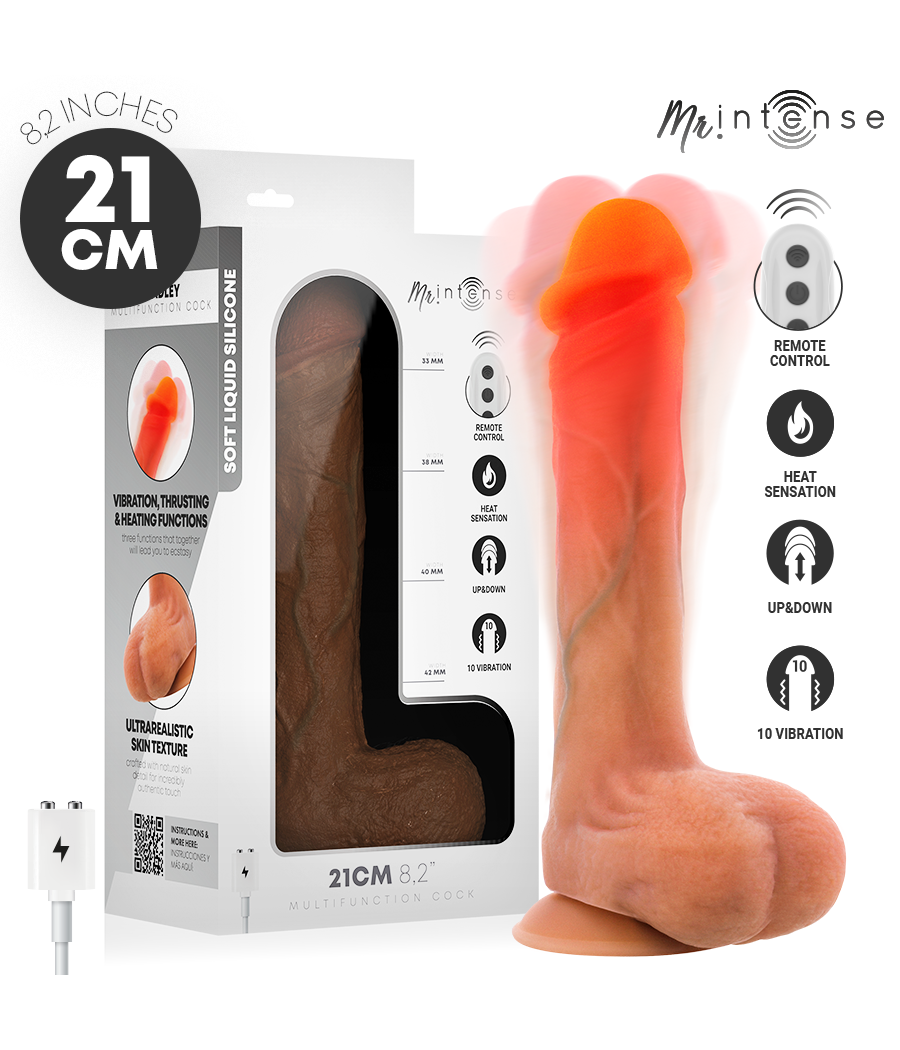 MR INTENSE - BRADLEY DILDO VIBRADOR SILICONA CON EFECTO CALOR Y CONTROL REMOTO 21 CM -Ø- 4.2 CM