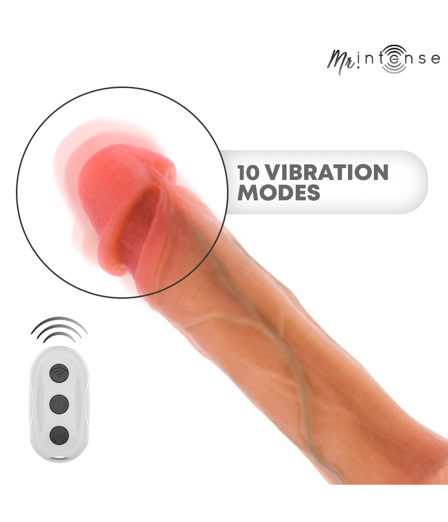 MR INTENSE - BRADLEY DILDO VIBRADOR SILICONA CON EFECTO CALOR Y CONTROL REMOTO 21 CM -Ø- 4.2 CM